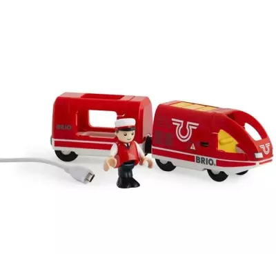 Circuit de train en bois BRIO - Voyageur Rouge - Rechargeable