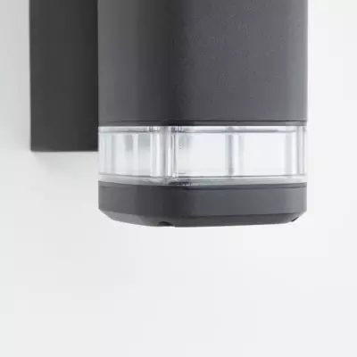 Applique extérieure up & down BRILLANT JANDY - Métal/verre - Noir - GU10 max 2x18W