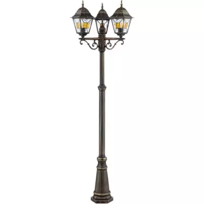 Lampadaire extérieur JANEL - BRILLIANT - noir doré - métal/verre - 3x60W - IP44