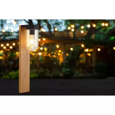 Applique Extérieure CABAR BRILLIANT Bois Foncé/Noir - Métal/Verre E27 1x40W