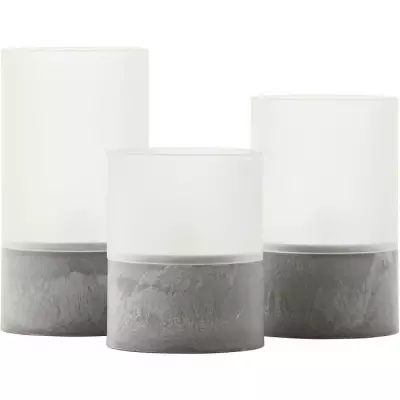 Lot 3 Lampes LED BOUGIE BRILLIANT - Gris et blanc mat