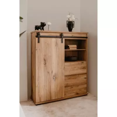Buffet MANZANO - Décor Chene Flagstaff - Compact et Élégant