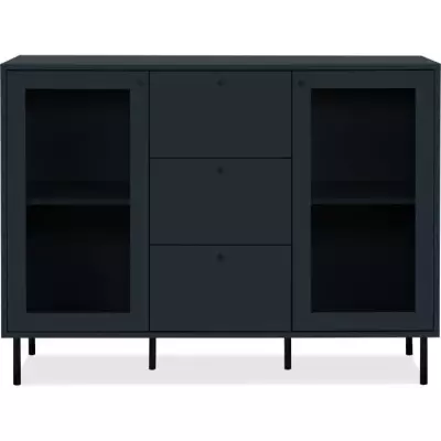 Buffet salle à manger CARACAS - Décor bleu navy - Livraison compacte