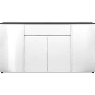 Buffet Brest Matera/blanc brillant - 4 portes - 1 tiroir