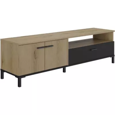 Banc TV TRUST GAMI Chene/Noir 140x40x47 cm - Design moderne