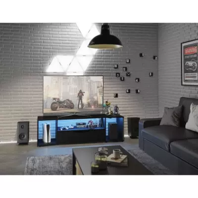 Meuble TV gamer HACK Noir 163 x 45 x 48 cm - DIAGONE
