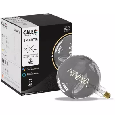 Ampoule LED E27 CALEX G200 SMART LED - Intensité variable - Titanium