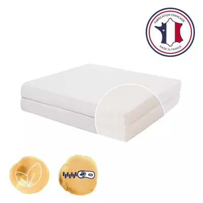 Matelas Bébé Pliant 2 Parties TINEO 60x120x7cm - Fabriqué En France - Garantie 5 ans