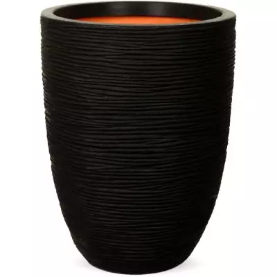 Vase élégant bas pour jardin - CAPI EUROPE - Noir