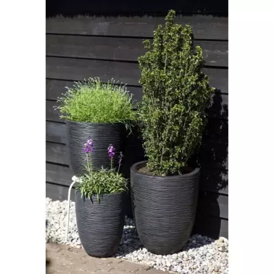 Vase élégant bas pour jardin - CAPI EUROPE - Noir