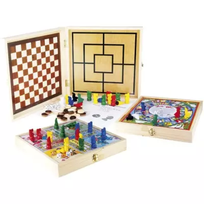 Boîte à jeux traditionnels en bois JEUJURA - 100 jeux de société
