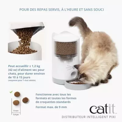 Distributeur de croquettes connecté pour chat CATIT - Contrôlé par app - 1,2 kg