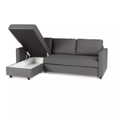 Canapé d'angle convertible réversible 3 places - Gris contemporain - L 222 x P 150 x H 86 cm
