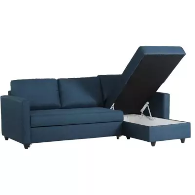 Canapé d'angle convertible réversible CATS - Bleu - L 222 x P 150 x H 86 cm