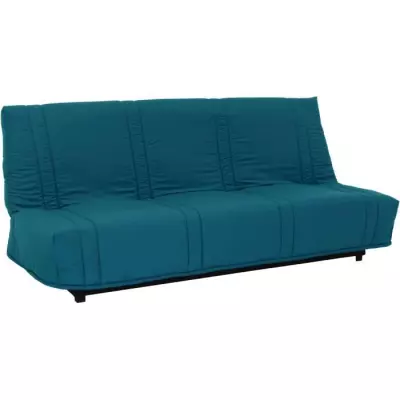 Banquette clic clac 3 places Bleu canard 100% coton - LENA