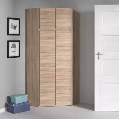Armoire d'angle contemporaine chêne sonoma - Chambre - L 80,5 cm