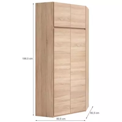 Armoire d'angle contemporaine chêne sonoma - Chambre - L 80,5 cm