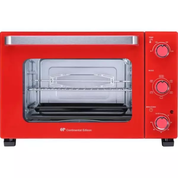 CONTINENTAL EDISON CEMF35R - Minifour électrique 35L rouge - 1500W - Rotissoire, Convection naturelle
