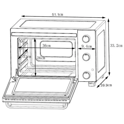 Mini-four électrique 35L rouge - Rotissoire, Convection naturelle - 1500W