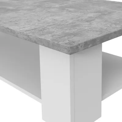 Table basse PILVI - Blanc et béton clair - Design éco-responsable
