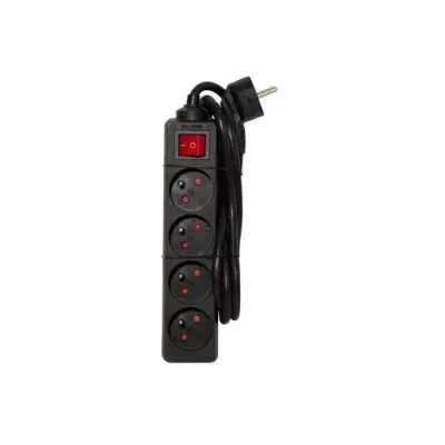 Multiprise CHACON avec interrupteur - 4 prises 16A 1,5m noir