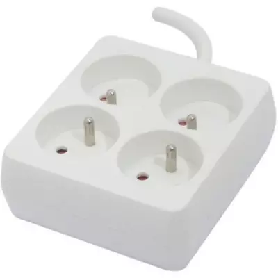 Chacon Bloc 4 x 16 A carré avec cordon 0,9 m - blanc | Prise Multiprise