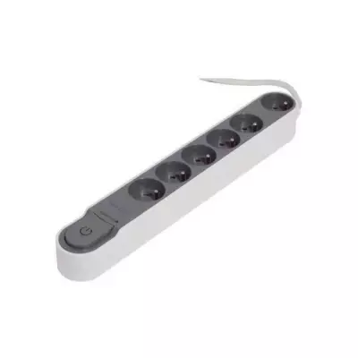 Bloc multiprise parafoudre CHACON avec interrupteur - 6 prises 16A 1,5m gris