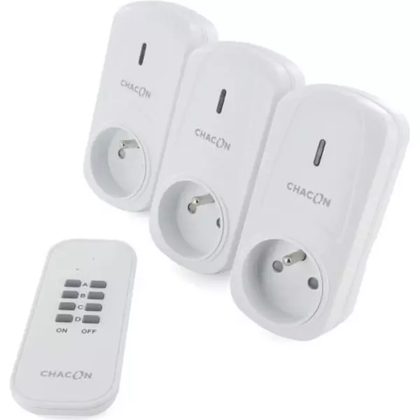 CHACON Set de 3 prises On/Off+ Télécommande 3680 W - FR