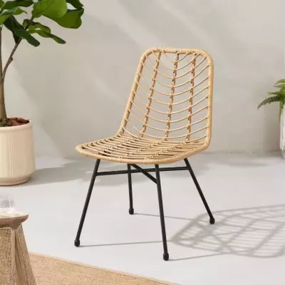 Lot de 2 chaises de jardin en rotin naturel - L63,5 x H86 x P48 cm