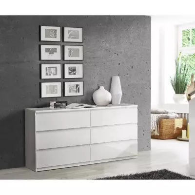 Commode CHELSEA 6 Tiroirs Blanc Mat - Éco-friendly et élégante