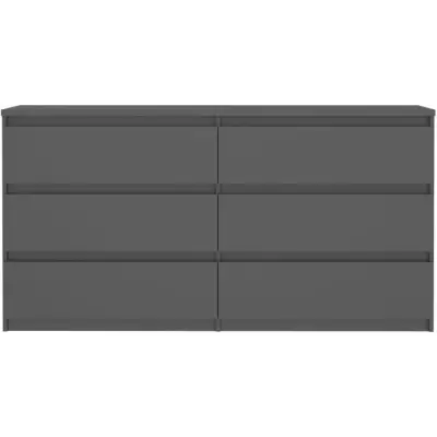 Commode CHELSEA Anthracite - 6 tiroirs - 154 x 42,2 x 79,9 cm