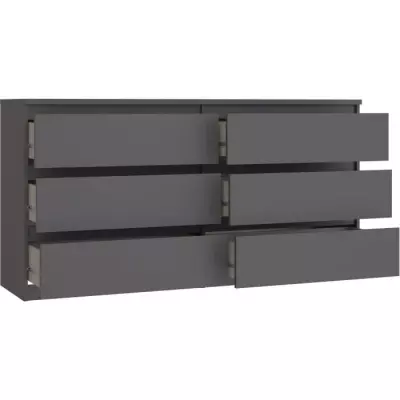 Commode CHELSEA Anthracite - 6 tiroirs - 154 x 42,2 x 79,9 cm