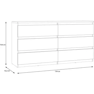 Commode CHELSEA Anthracite - 6 tiroirs - 154 x 42,2 x 79,9 cm