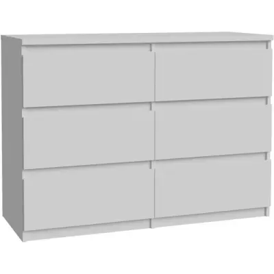 Commode CHELSEA 6 tiroirs - Décor blanc mat - Compact et pratique
