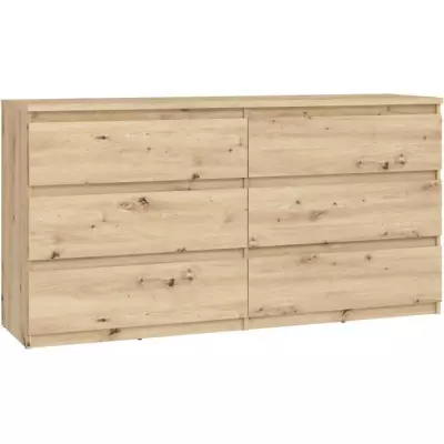 Commode CHELSEA 6 tiroirs - Décor chene artisan - L 154 cm
