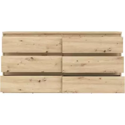 Commode CHELSEA 6 tiroirs - Décor chene artisan - L 154 cm