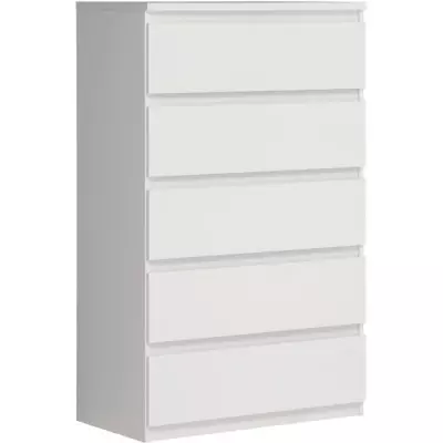 Commode CHELSEA 5 tiroirs - Blanc mat - Multifonctionnelle