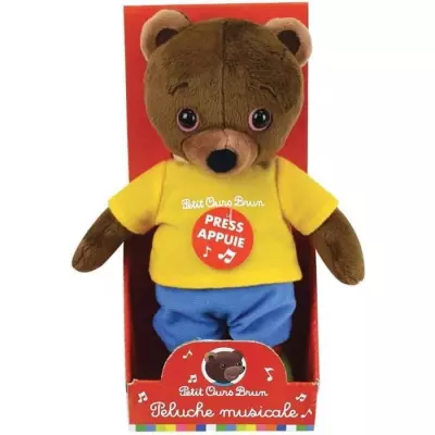 Adorable peluche musicale PETIT OURS BRUN - 22 cm