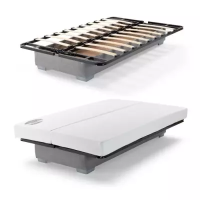 Banquette clic clac confortable - Gris + Coussins rose