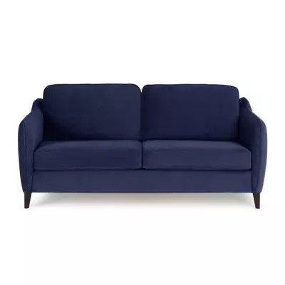 Canapé convertible express 3 places velours bleu nuit - Made in France
