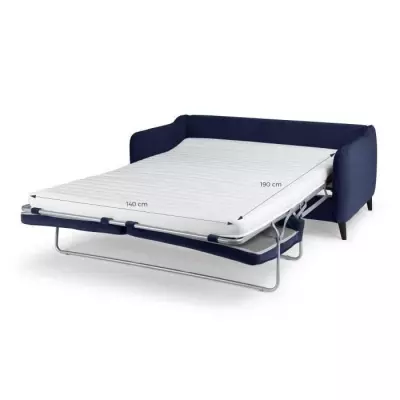 Canapé convertible express 3 places velours bleu nuit - Made in France