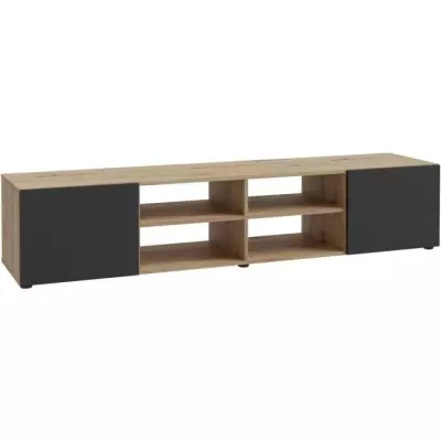 Meuble TV PILVI - Chene et noir - Style contemporain