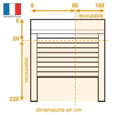 Volet roulant manuel blanc pour porte L100 x H220 cm - PVC