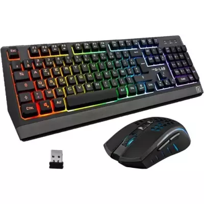 Pack Gamer 2 en 1 The G-Lab - COMBO TUNGSTEN- Clavier et Souris Sans Fil