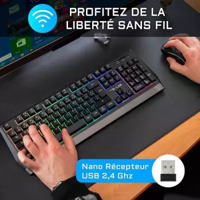 Pack Gamer 2 en 1 The G-Lab - COMBO TUNGSTEN- Clavier et Souris Sans Fil