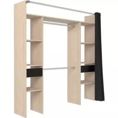 Dressing ARTIC avec rideau - 2 colonnes - Chene Jackson et noir