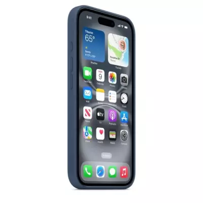 Coque iPhone 16 en silicone avec MagSafe et Denim - Ultra pratique!
