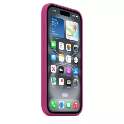 Coque en silicone avec MagSafe pour APPLE iPhone 16 - Fuchsia