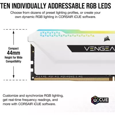 Mémoire RAM CORSAIR Vengeance RGB Pro SL 32Go Blanc