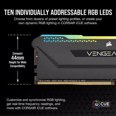 Mémoire RAM CORSAIR Vengeance RGB Pro 16GB DDR4 3200 MHz - Noir